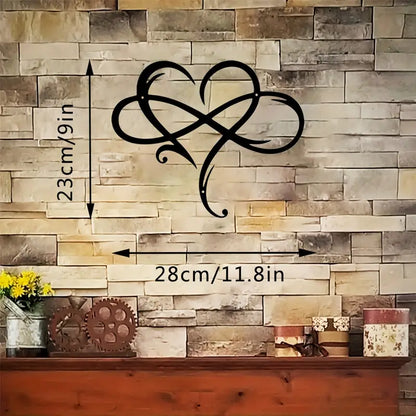 Infinity Heart Black Heart-Shaped Metal Wall Decor Love Sign Plaque