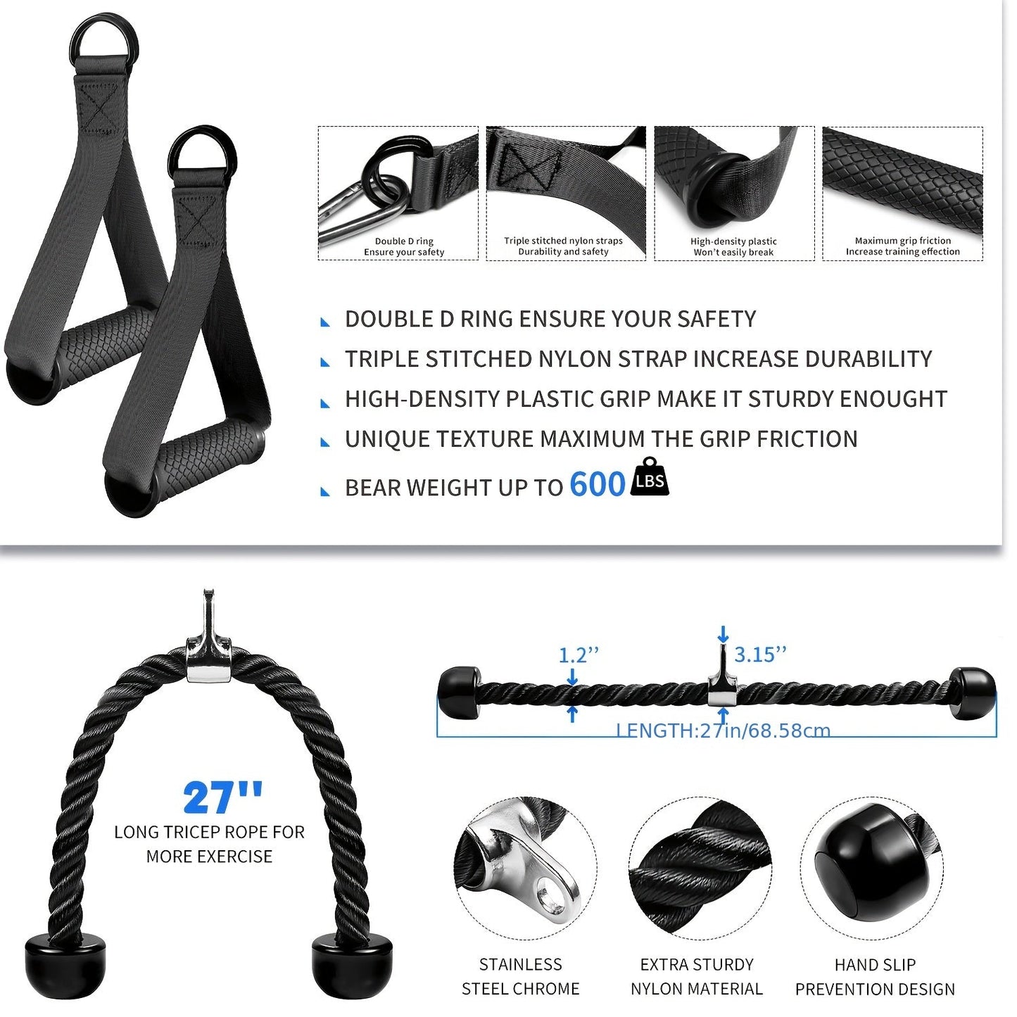 Iron Lat Pull-Down Attachment Set (6pcs)