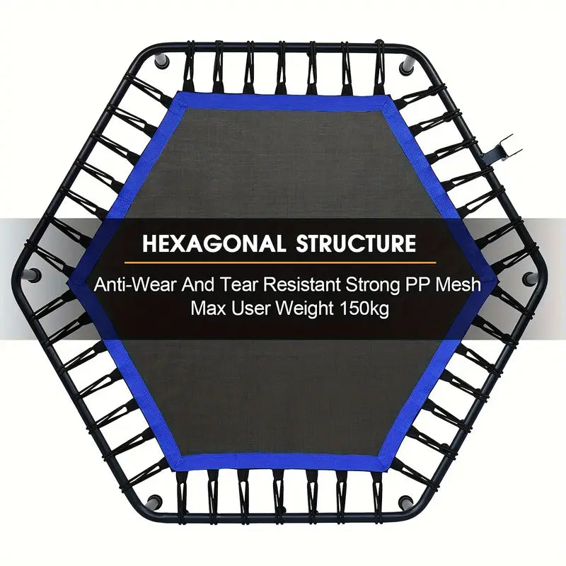 Rebounder Mini Trampoline with Adjustable Handle Bar(Blue)