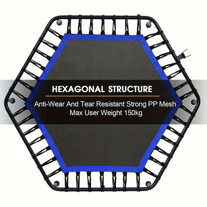 Rebounder Mini Trampoline with Adjustable Handle Bar(Blue)