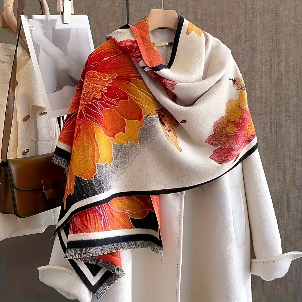Women's Printed Warm Scarf Winter Shawl Wrap