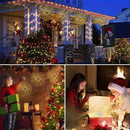 Outdoor Solar Firework Lights - 4-Pack 480 LED Starburst Hanging Lights