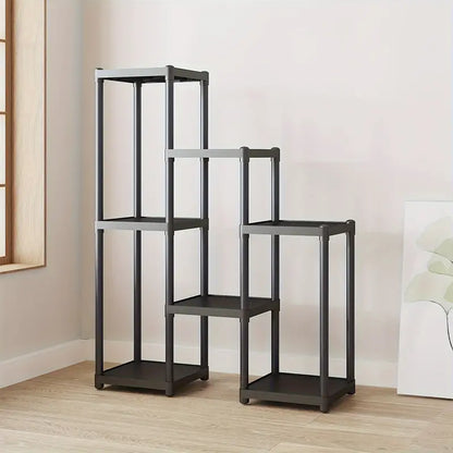Contemporary 7-Storey Flower Rack: Multi-Layer European Plant Stand- Black