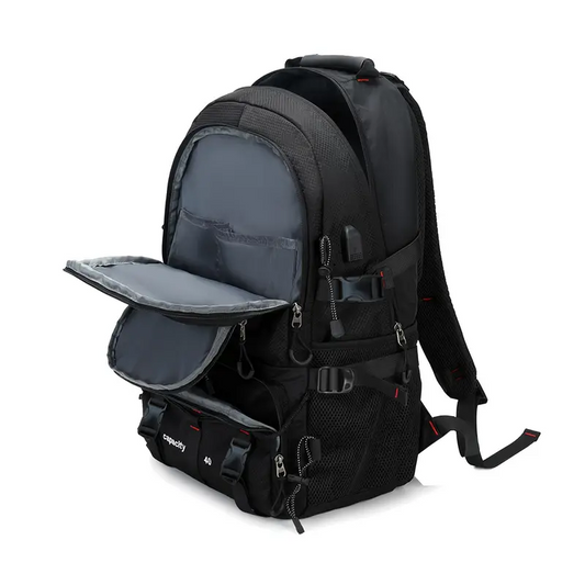 Rugged Explorer Waterproof Travel Backpack - Black