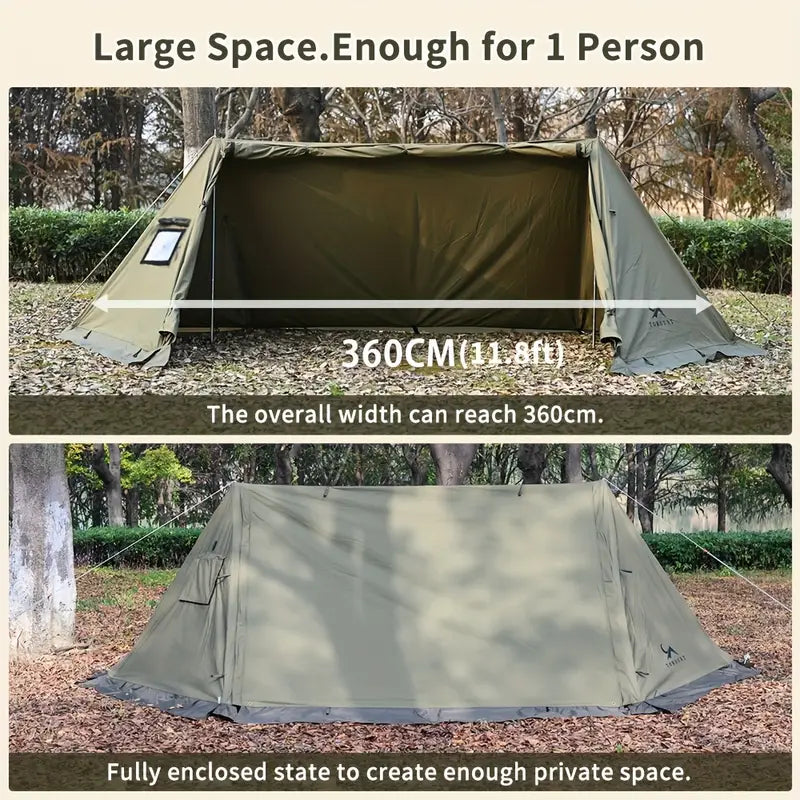 All-Season Hexagonal Camping Tent for 1-2 Persons - Army Green