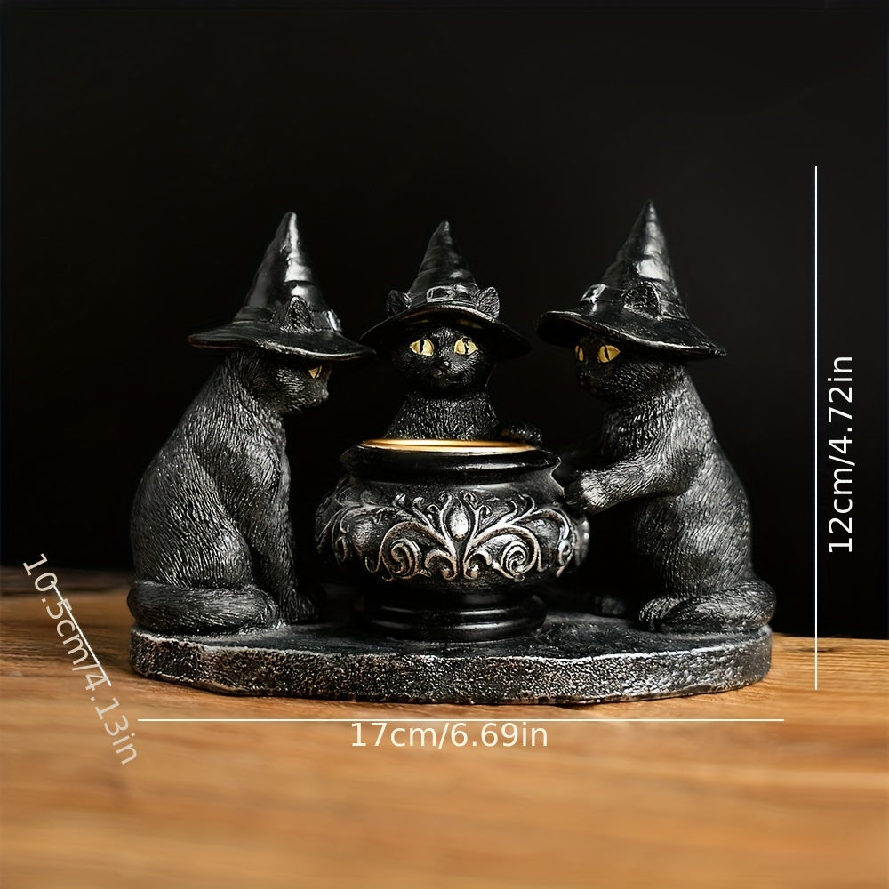 Halloween Witch Cat Sculpture Figurine
