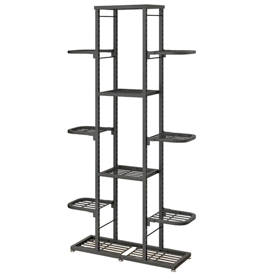 Heightened Dark Gray Metal Combination Flower Rack - Multi-Pot Succulent Holder