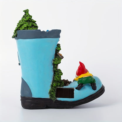 Resin Solar Gnome Treehouse Statue Outdoor Decor