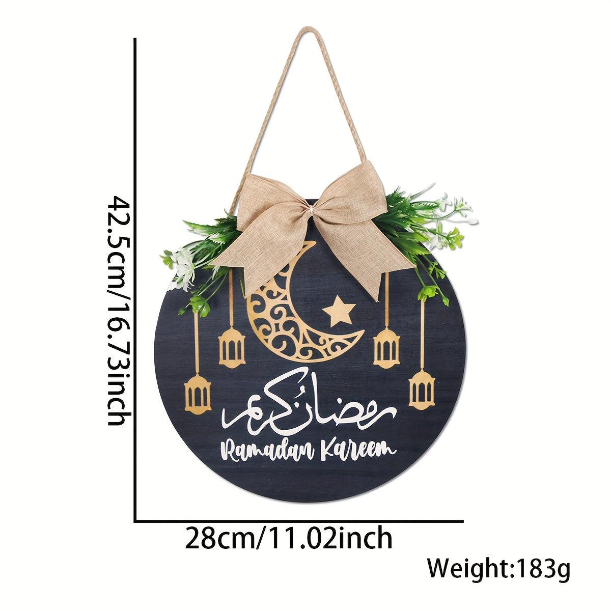 Ramadan Birch Wood Door Hanger Moon Castle Design