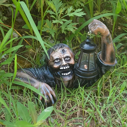 Undead Illumination: Zombie Garden Statue with Lamp