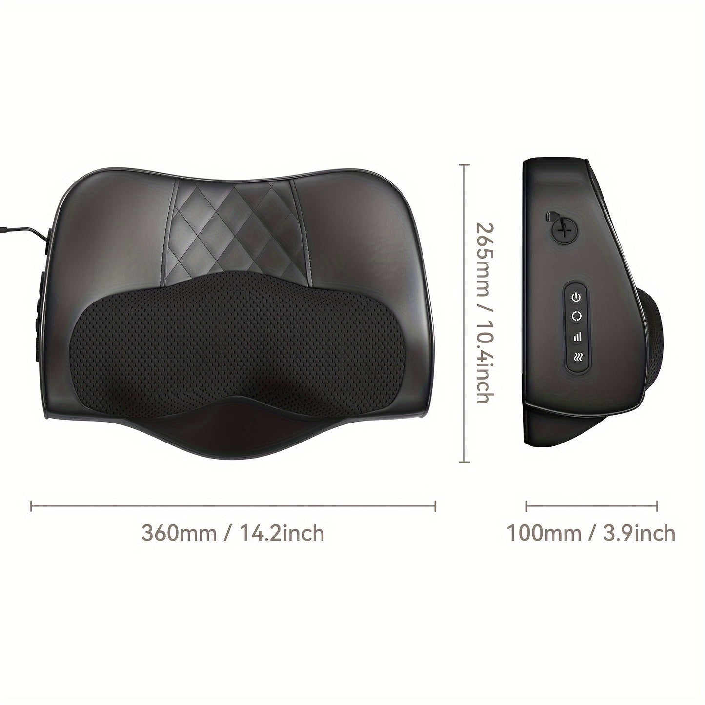 Cordless 3D Kneading Massage Pillow with Heat(Black)