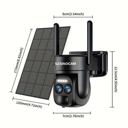 Dual-Lens Solar Security Camera with 8X Zoom