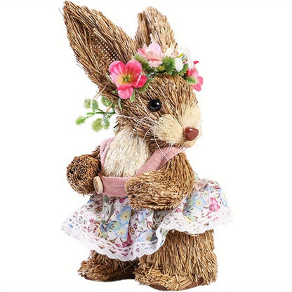 Funny Sisal Easter Bunny Spring Home Decor Statue