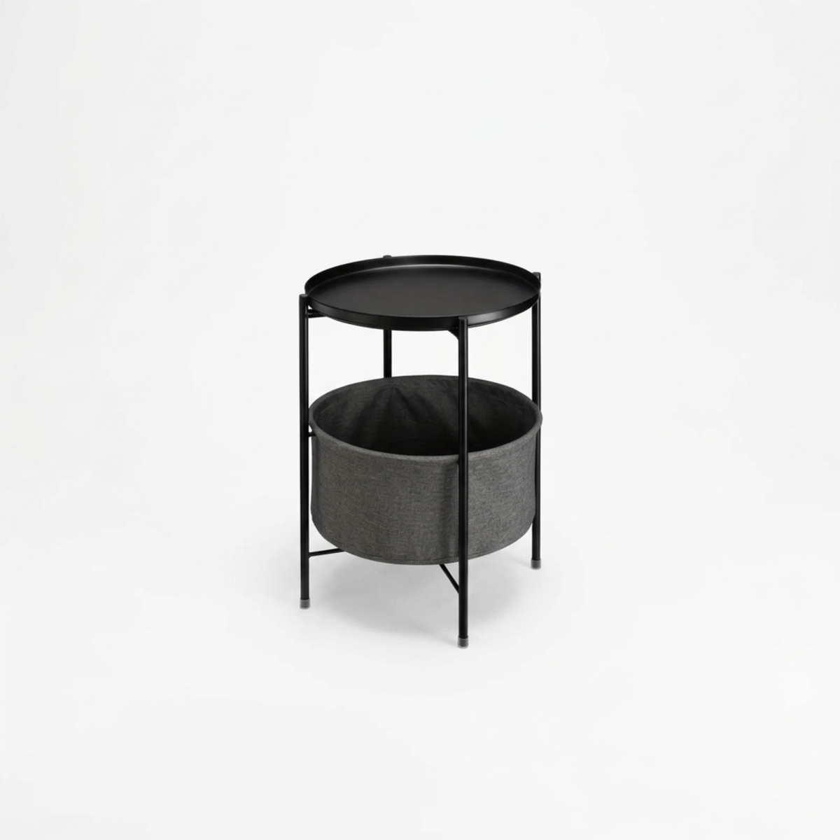 Double Layer Black Metal Tea Table in Black Color