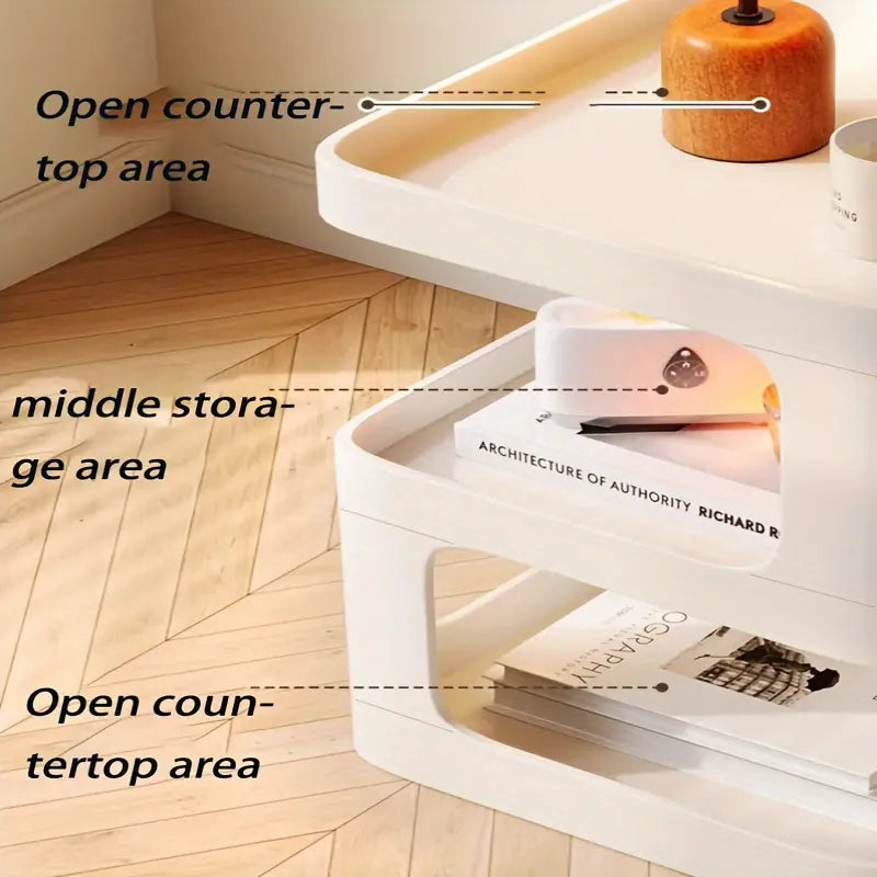 Tiered Shelf Bedside Table - White