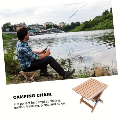 Portable Folding Wooden Camping Stool