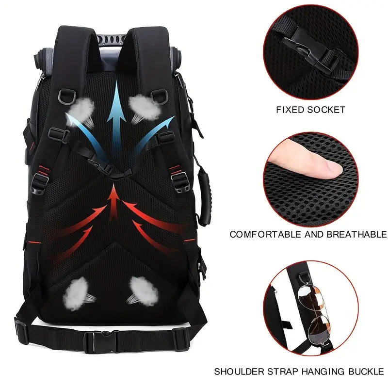 50L Large Capacity Waterproof Hiking Backpack with Shoe Compartment - Black