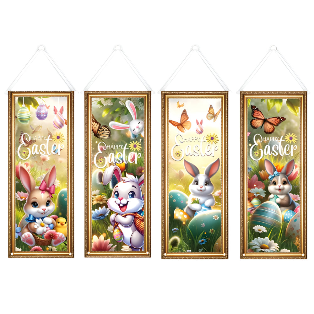 4pcs Easter Decorative Flags Set for Yard and Porch