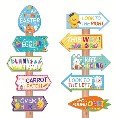 Easter Egg Hunt Bunny Chick Yard Signs Set