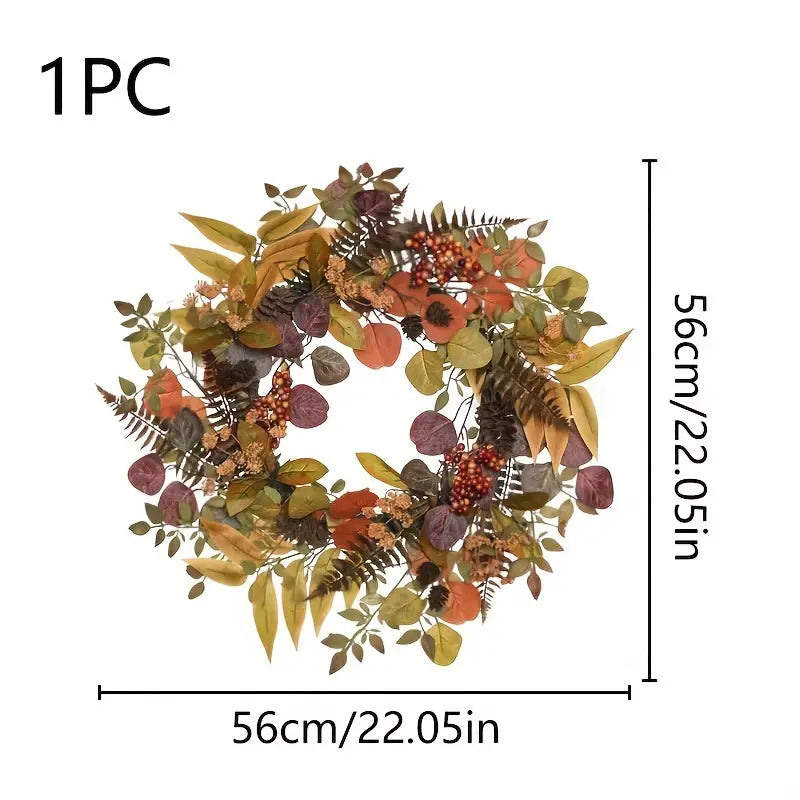 Autumn Glow: LED Light Wreath with Artificial Foliage