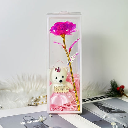 Enchanted Bear & Rose Gift Box for Special Occasions (Pink)