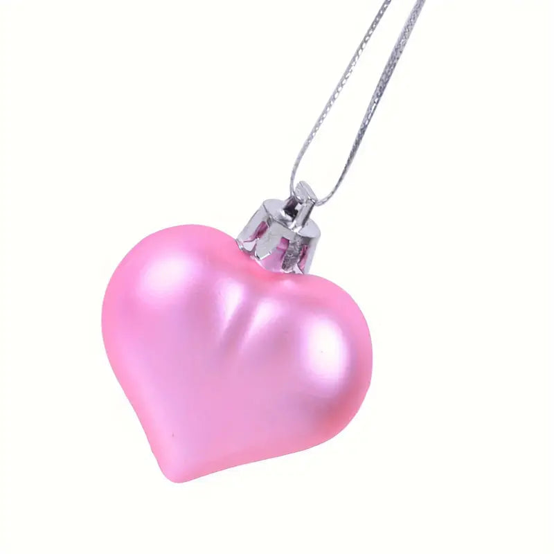 36-Piece Heart Shaped Ornaments Set – Pink & Red