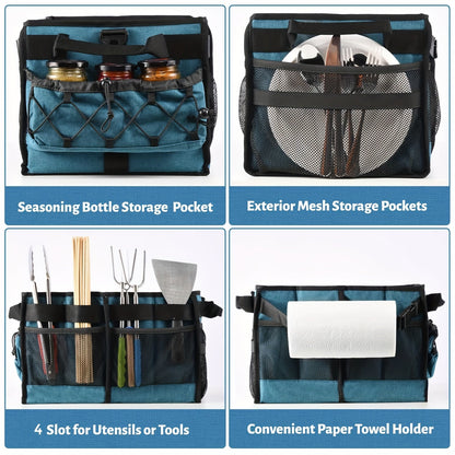 BBQ Grill Caddy with Paper Towel & Condiment Pocket