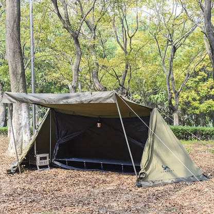All-Season Hexagonal Camping Tent for 1-2 Persons - Army Green