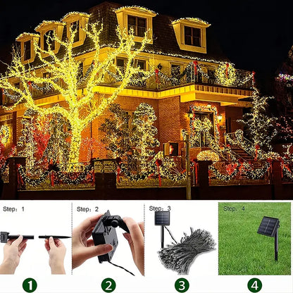 Twinkling Tidings: Festive Christmas Solar String Lights for Outdoor Brilliance
