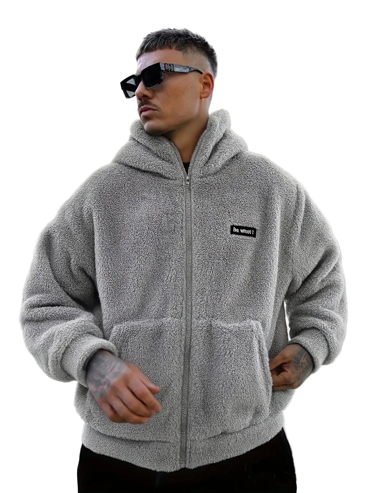 Men's Plush Hooded Zip Cardigan