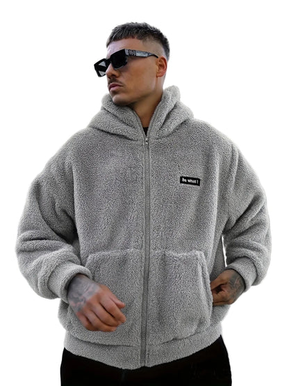 Men's Plush Hooded Zip Cardigan