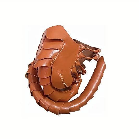 Brown Facehugger Hand Stitch Leather Mask - Costume