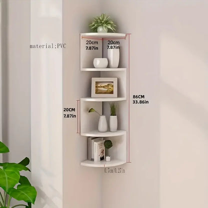 5-Layer PVC Corner Wall Shelf Bookshelf Organizer