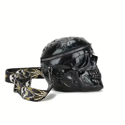 Chic Punk Skull Head Shoulder Bag - Black
