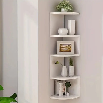 5-Layer PVC Corner Wall Shelf Bookshelf Organizer