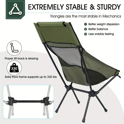 Folding Camping Chair Lightweight High Back Seat