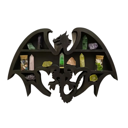 Dragon Guardian: Handcrafted Wooden Crystal Wall Display