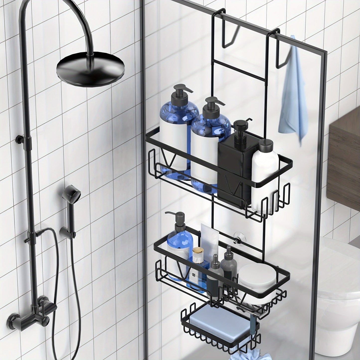 Door Shower Organizer Stainless Hanging Rack