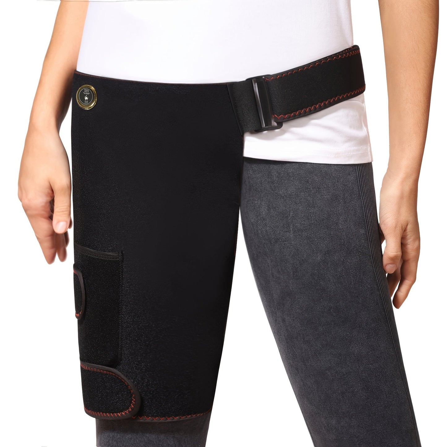 USB-Powered Heated Hip Brace Massager with Vibration(Black)