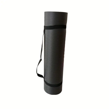 Premium 0.8cm Thick Black Yoga Mat with Carry Strap
