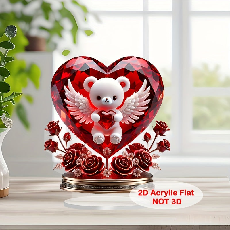 Crystal Bear Holding Heart Ornament