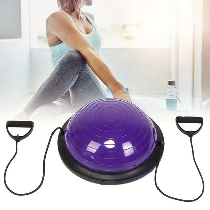 Balance Ball Gym Training Exercise Half Fitness with Pump & Band - Purple