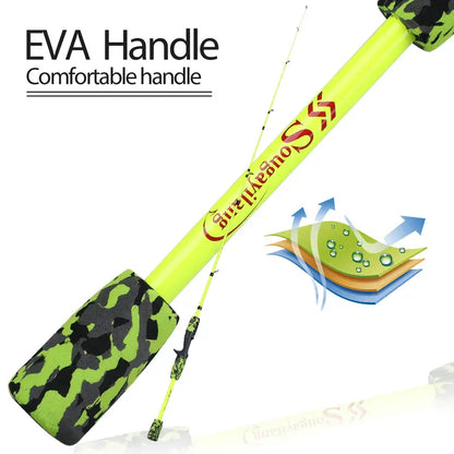 Ultralight 5-Section Travel Fishing Rod with Comfortable EVA Handle - Yellow