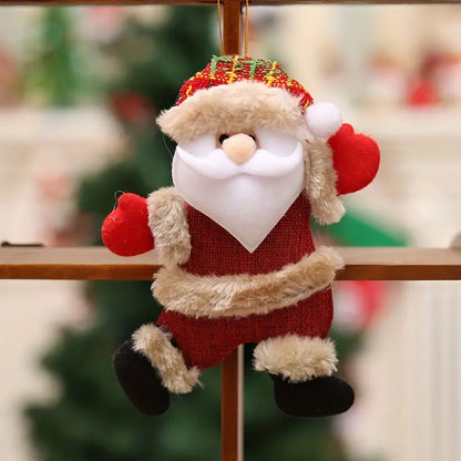 4PCS Christmas Tree Accessories: Dancing Old Man, Snowman, Deer, Bear Cloth Puppets
