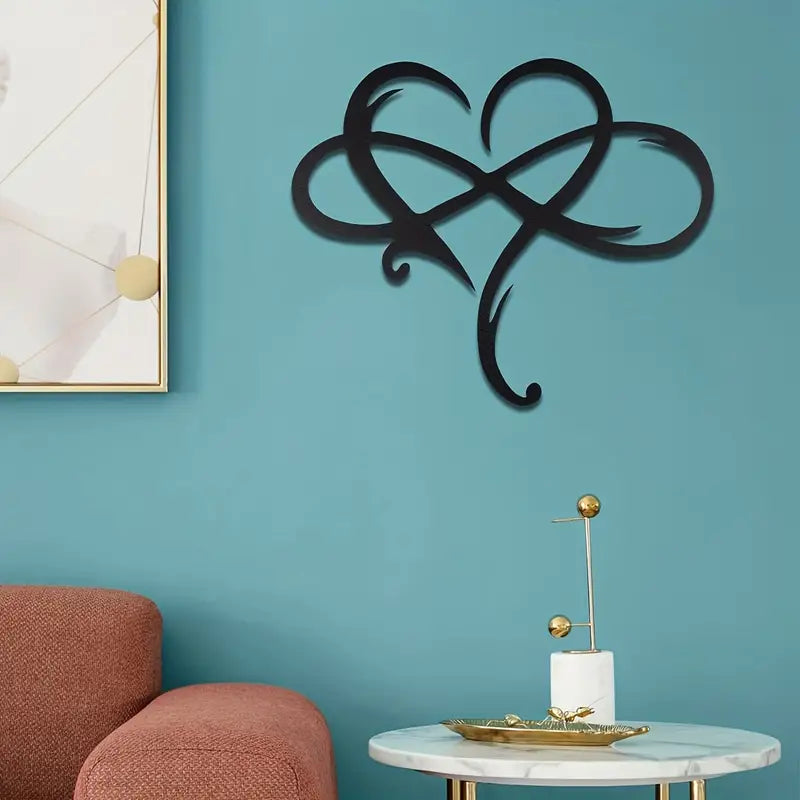 Infinity Heart Black Heart-Shaped Metal Wall Decor Love Sign Plaque