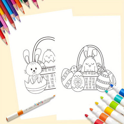 32pcs Easter Greeting Coloring Cards with Markers