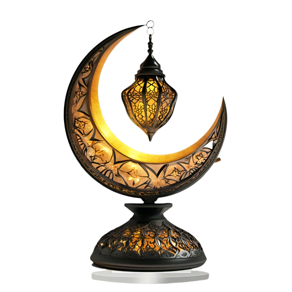 Crescent Moon Lantern Tabletop Acrylic Decor for Ramadan