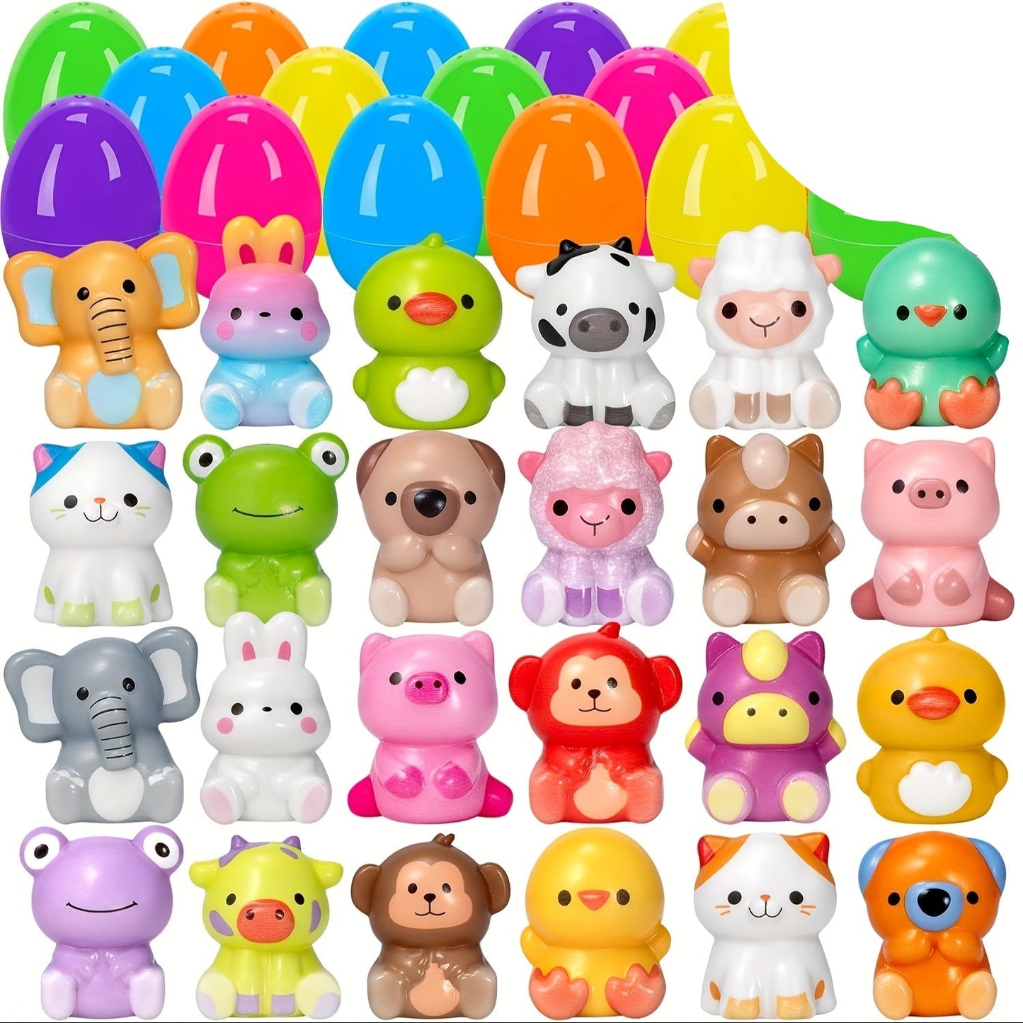 Set of 24 Pre-Filled Easter Eggs with Squishy Toys
