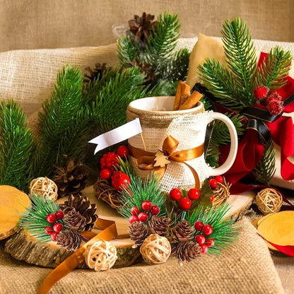 Set of 10 Artificial Christmas Picks - Festive Red Berry Holly Branches for Tree Decor