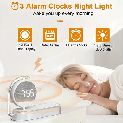 Fantasy Tropical Night Light & Wireless Charger Stand with Digital Alarm Clock